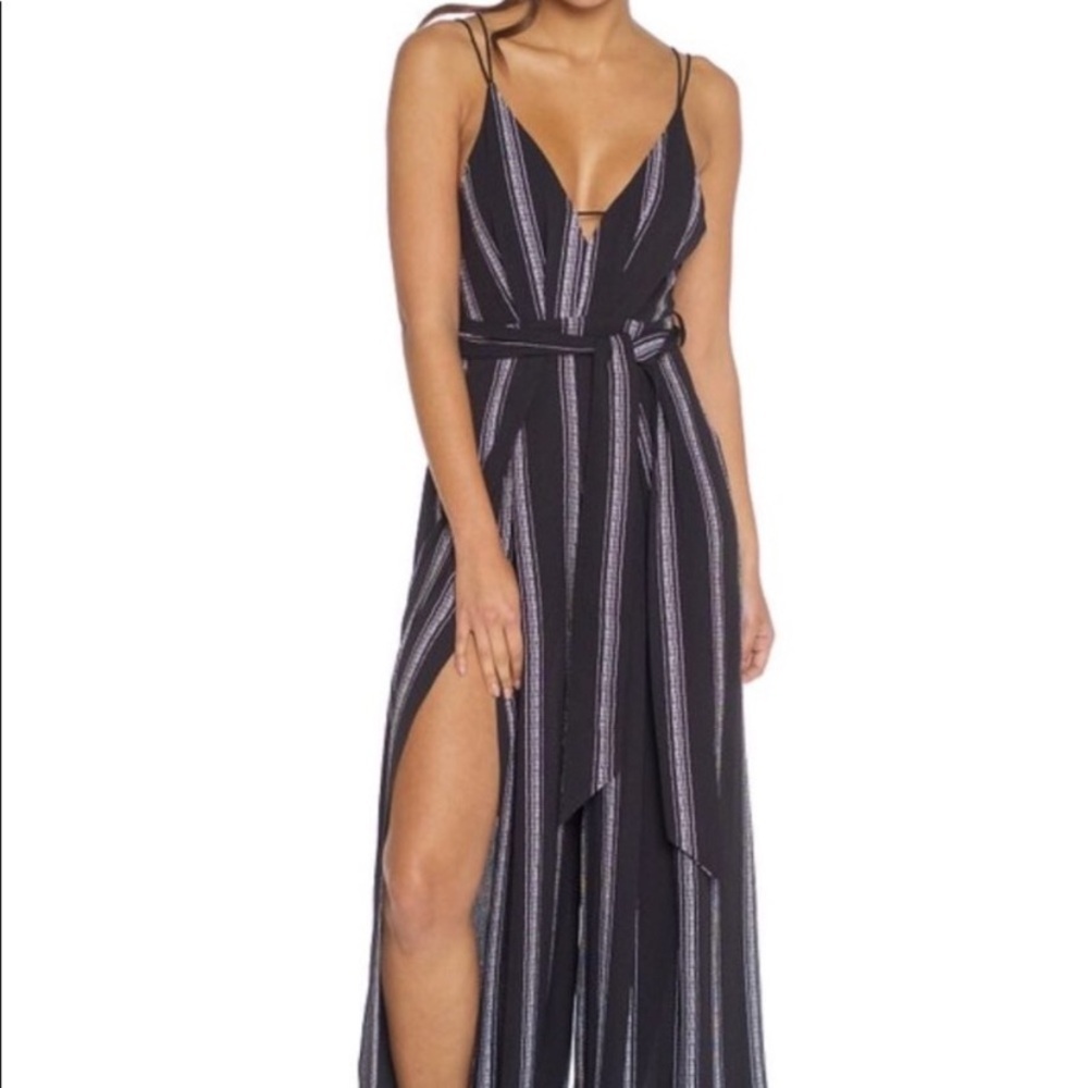 Striped Blue and White Jumpsuit - Picture 6 of 8